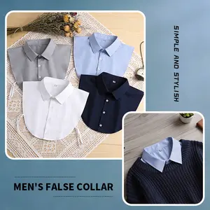 Men's 100% Cotton Faux Collar — A time-saving and versatile shirt collar, suitable for business meetings and everyday casual wear.It’s perfect for layering with sweaters and blazers, available in multiple sizes from S to 3XL (neck circumference 14.4–18 in