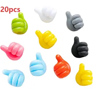 20PCS/40PCS Thumb Hooks - Thumb Up Wall Hooks Self-Adhesive Silicone Thumb Wall Hooks Adhesive Cord Clips for Storage of Cords, Headphones, Plugs