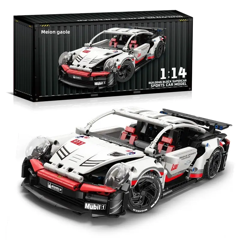 RC-V-12 911 Model Kit (1155 pcs) for Car Enthusiasts with High-Quality Building Blocks, Step-by-Step Assembly Manual, and Optional Display Case