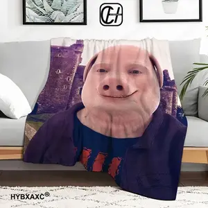 John Pork Meme Fluffy Soft Throw Blanket, Viral Internet Meme Character Blanket, Cute Cozy Microfiber Plaid Sofa & Bed Blanket, Lightweight All-Season Home Decor for Meme Lovers & Internet Culture Fans