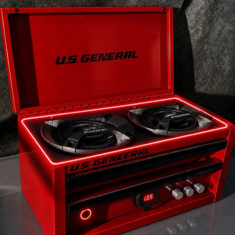 Mini tool box Bluetooth speaker- voltmeter- charging ports- led lights