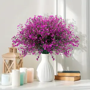 12 Pcs Outdoor Artificial Golden Bell Willow Flowers, UV Resistant Fake Bushes Plastic Faux Plants, Artificial Potted Plant for Garden Edging, Window Sills & Outdoor Decor