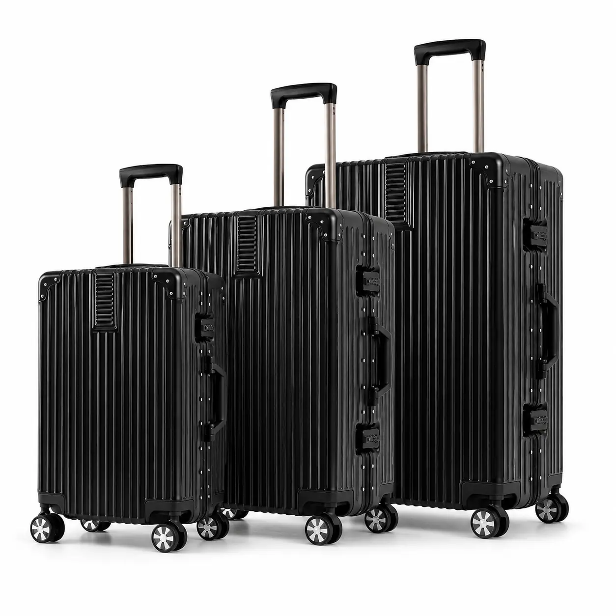 3 Piece Aluminum Frame Luggage Set, Zipperless Hardside Spinner Suitcases with TSA Lock, 20/24/28 Inch Carry-On & Checked Travel Luggage school fathersdaygift hardshell durable pc