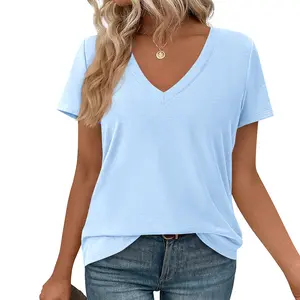 PrettyGarden Oversized Tshirts Shirts for Women Summer Tops Casual Short Sleeve V Neck Loose Basic Tees Spring Clothes