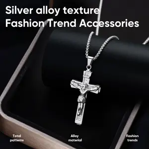 Jesus Christ Crucifix Cross pendant Neckla ceSilver Chain Female Male unisex cross necklacefashion jewelry chain necklace