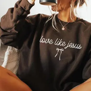 Love Like Jesus sweatshirt for women, Christian crewneck featuring aesthetic Bible verse design, cozy faith-based sweater, perfect church or religious outfit C