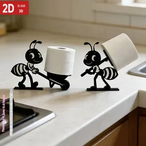 2D Flat Printing, 2-Pack New Ant-Shaped Tissue Holder, Acrylic Material, Creative Decor for Bathroom & Living Room, Multifunctional Art Ornament for Toilet Paper Storage, Bathroom Decorations, Toilet Paper Organizer