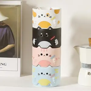 Cute Cat Ceramic Cup, Cartoon Mug, Couple Water Cup, Stackable Set, Home Use, Gift Item.