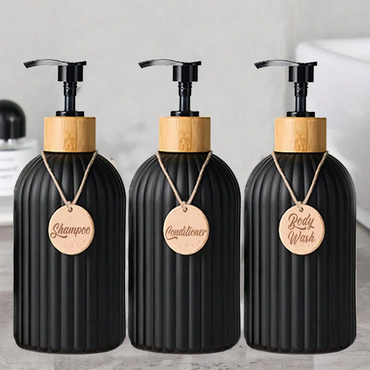 500ml Empty Refillable Shampoo Bottle, 3 Counts Portable Press Type Shampoo Dispenser Bottle, Bathroom Shower Gel Bottle for Home Travel, Shampoo Conditioner Dispenser, Soap Dispenser, Toiletries Dispenser, Liquid Dispenser