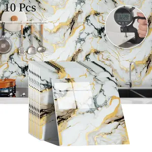 Self-Adhesive Marble Tile Stickers Set, Waterproof PVC Wall Decor, Durable Floor Tiles, Easy to Apply and Remove, Perfect for Living Room Kitchen Bathroom, Home Decor