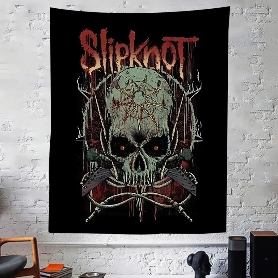 Slipknot Skull Pattern Tapestry, Scary Themed Modern Art Wall Hanging Decor, Wall Art Decor for Home Living Room Bedroom Gallery Office Dormitory, Halloween Decor