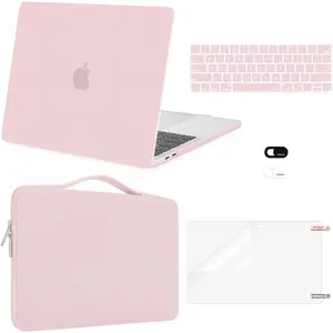 MOSISO Compatible with MacBook 13 inch Case M2 2025, 2024,20232016 A2338 M1 A2251 A2289 A2159 A1989 A1708 A1706, Plastic Hard CaseBagKeyboard SkinWebcam CoverScreen Protector, Rose Quartz