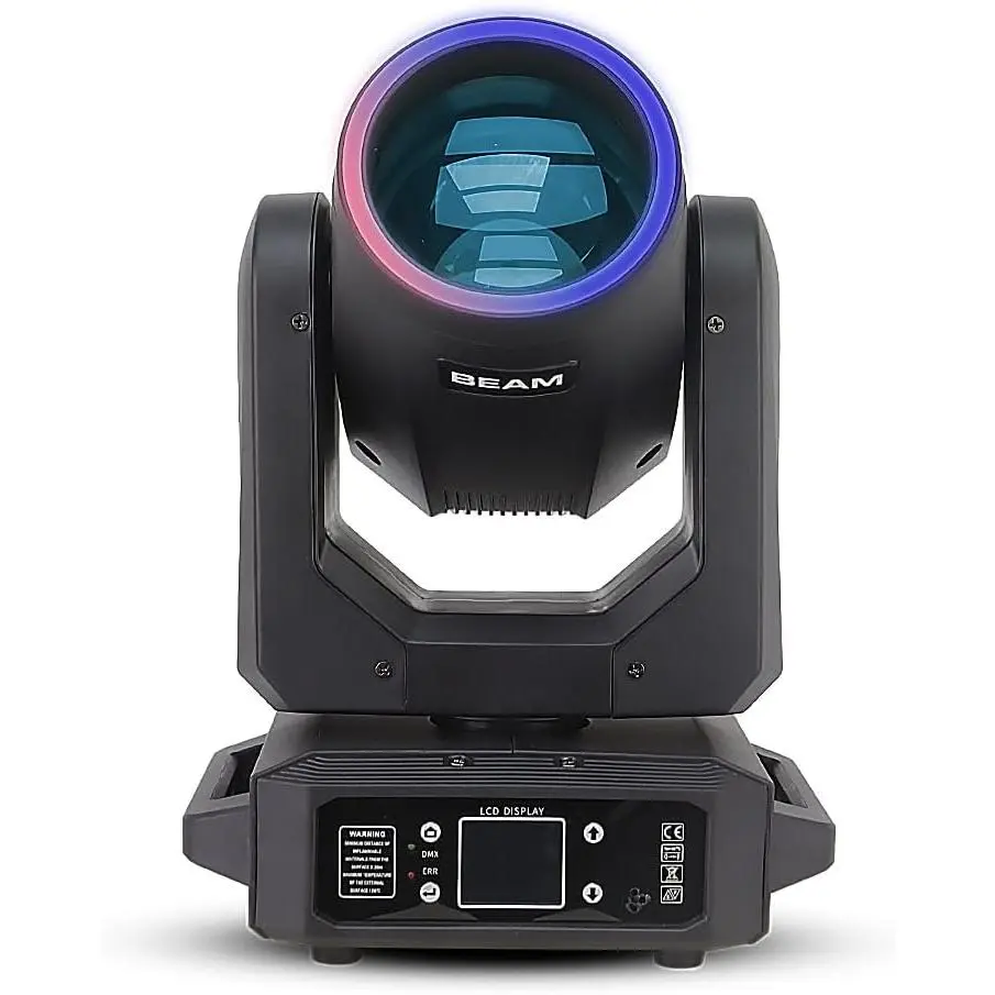 200W LED Moving Head Beam GOBO Light with 6+12 Prism, Rainbow Effect, DMX Control, Ring - Super Bright RGB Changing Magic LED Decoration, Party Lights for Club Stages, Home Improvement Novelty Lighting