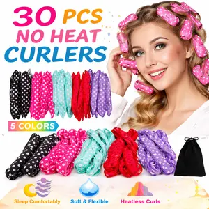 30 Pieces Flexible Foam Hair Rollers Set – Soft Sponge Pillow Curlers for Heatless Curls, DIY Overnight Sleep Styling Tools with Storage Bag