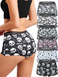 6-Pack Gothic Lace Trim Women's Underwear Set, Elastic Cuffs, Wide Waistband, Comfortable Fit, All Seasons, Casual Style, 6 Pieces, Trim Lace Panty