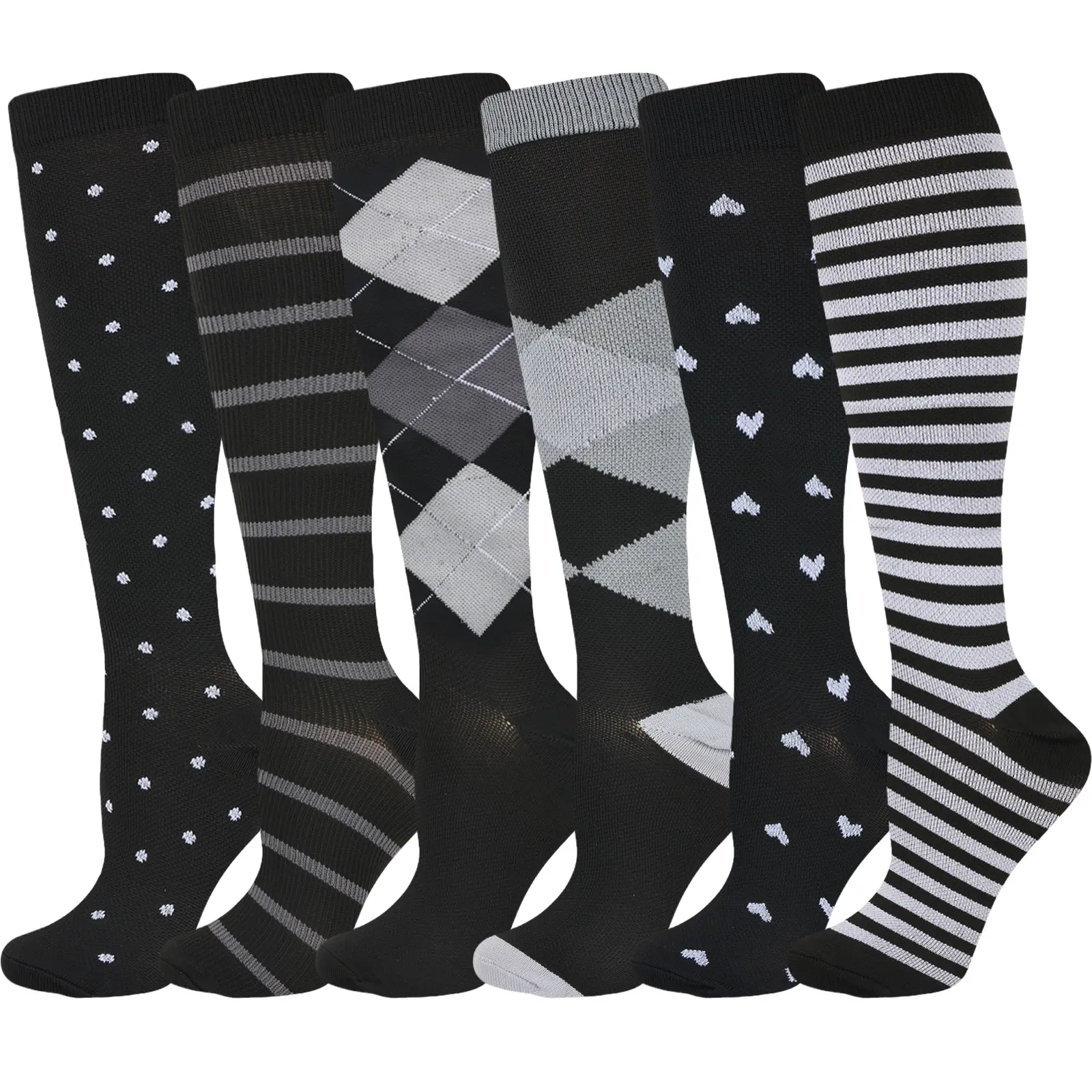 MhzyCaus 6 Pairs Compression Calf Socks – Breathable, Quick-Dry & Durable Support for Running, Gym, Hiking & Travel compression calf sock