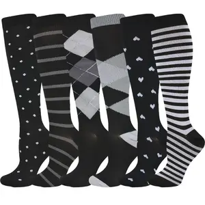 6 Pairs Compression Socks for Men & Women| Breathable, Quick-Dry, Anti-Odor Calf Support for Running, Hiking, Gym, Yoga & Everyday Comfort| Stylish & Durable Design for Sports & Daily Use