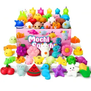 Syncfun Mochi Squishy Toys Set, Animal Stress Relief Toys, Christmas Mochi Squishy Toys, 50 Pack Mini Kawaii Squishy Party Favors Birthday Gift For Classroom Prizes, Kawaii Squichies Toys
