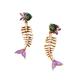 Vintage Fishbone Stud Earrings, Trendy Costume Jewelry Accessories, Stud Earring Jewelry