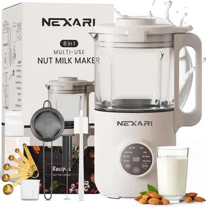 Nexari Multifunctional 8-in-1 Nut Milk Maker Machine, 1.2L Stainless Steel & Glass Kitchen Appliance