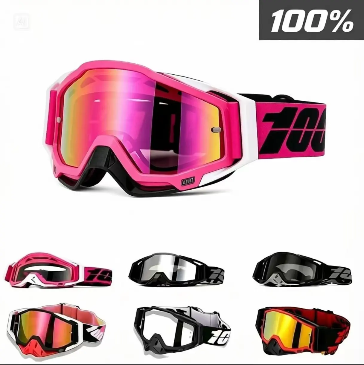 Unisex 100% Sports Wraparound Shield Sunglasses - Windproof Motorcycle Accessories, Dirtbike Gear for Motobike Riders, Outdoor Weather-Resistant Eyewear for Off-Road Riding, Anti-Sand Dual Sport Goggles (1 Size)