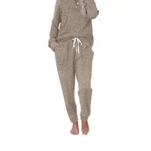 MOSHU Two Piece Womens Pajama Sets Button Down Shirts and Drawstring Pants with Pockets Solid Lounge Sets for Women