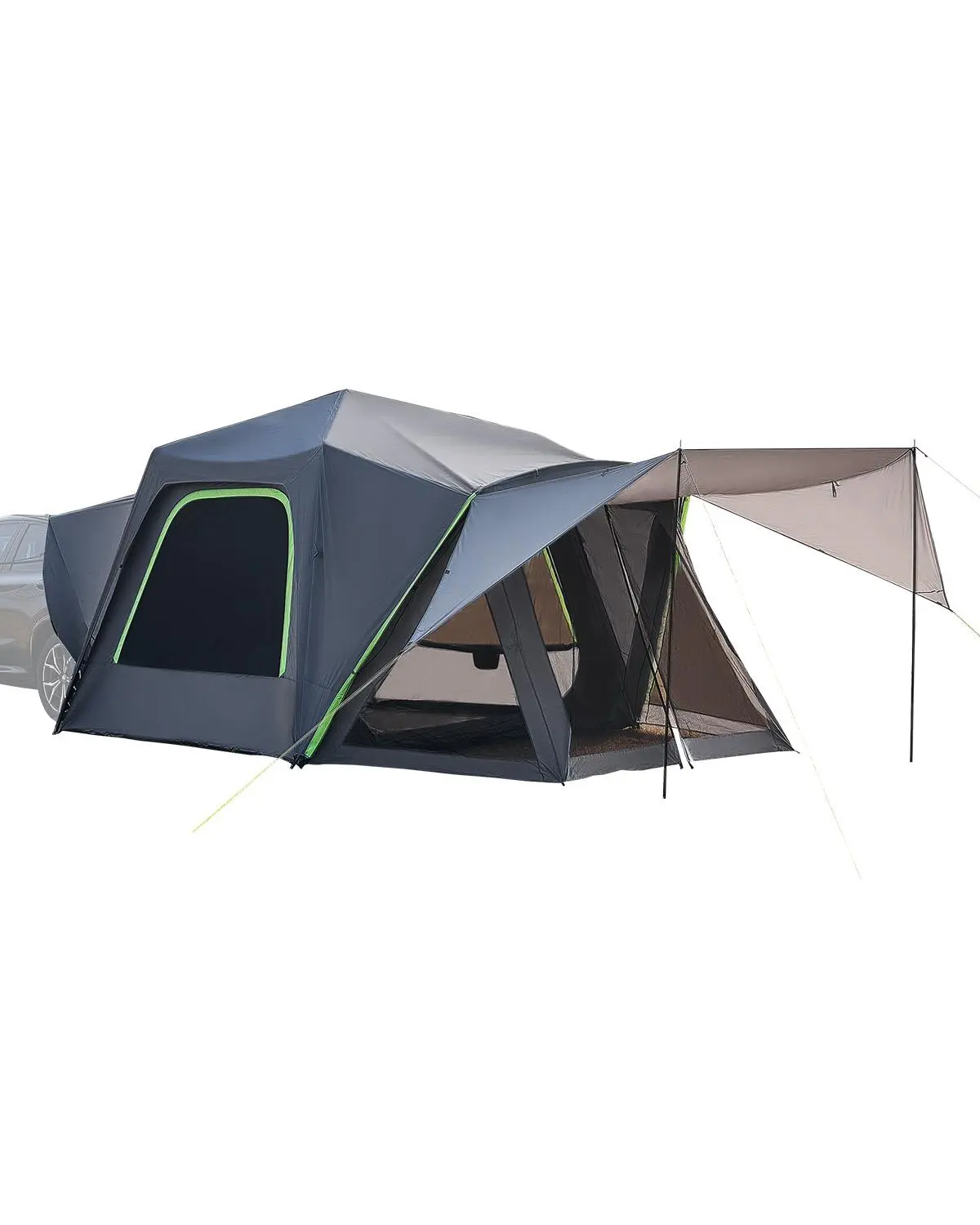 【summerfinds】VEVOR SUV Camping Tent, 10FT L x 10FT W, Waterproof PU2000mm Double Layer Insect-Proof Tunnel Tent for 5-8 People, with Shade Awning, Mesh Windows, Rainfly & Storage Bag, Father's Day Gift, Insect-Proof Tunnel Tents