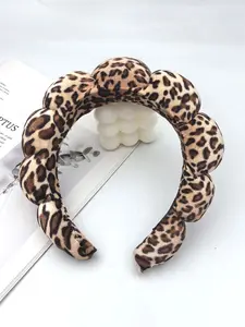 Handmade leopard print sponge headband for women, suitable for fashionable hair accessories on any occasion, comfortable fit and unique design, spa makeup and face wash headband, bubble towel cloth flannel sponge face wash waterproof, Zigzag Headband