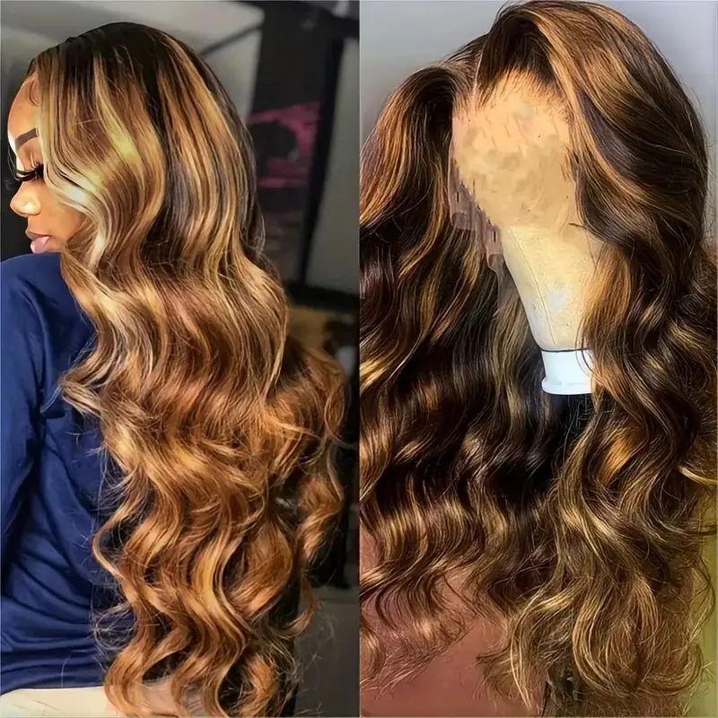 Women's HD Silk Front Artificial Wig - Synthetic Fiber, European-American Fashion Piano Color, Big Wavy Natural Wave, African Hot-Seller, Everyday Elegance, Salon-Perfect Look, Synthetic Fiber Wigs, Female, Lightweight, Hd Silk Fibers
