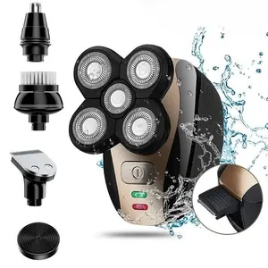 Portable Men's Electric Shaver Set, 5-In-1 Wet/dry Cordless Razor, 5 Blades Trimmer, Waterproof Rotating Blade, Gift for Boyfriend Husband, Usb Rechargeable Shaver