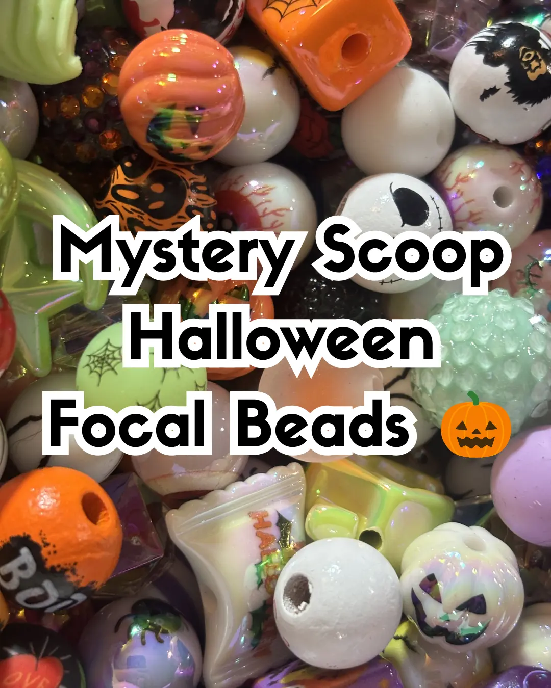 Halloween-Themed Mystery Focal Beads - High-Quality Silicone/Acrylic Vibrant Mix for Spooky Season Beads Making, DIY Jewelry Craft Projects, Mysterypackfinds, Crafting