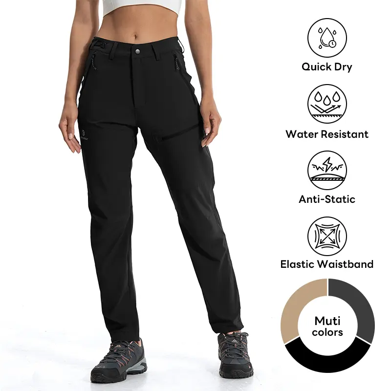 KAMOTOUR Women's Quick Dry Hiking Pants Lightweight Breathable Waterproof Cargo Joggers Pants With Multi Pockets For Outdoor KT9209