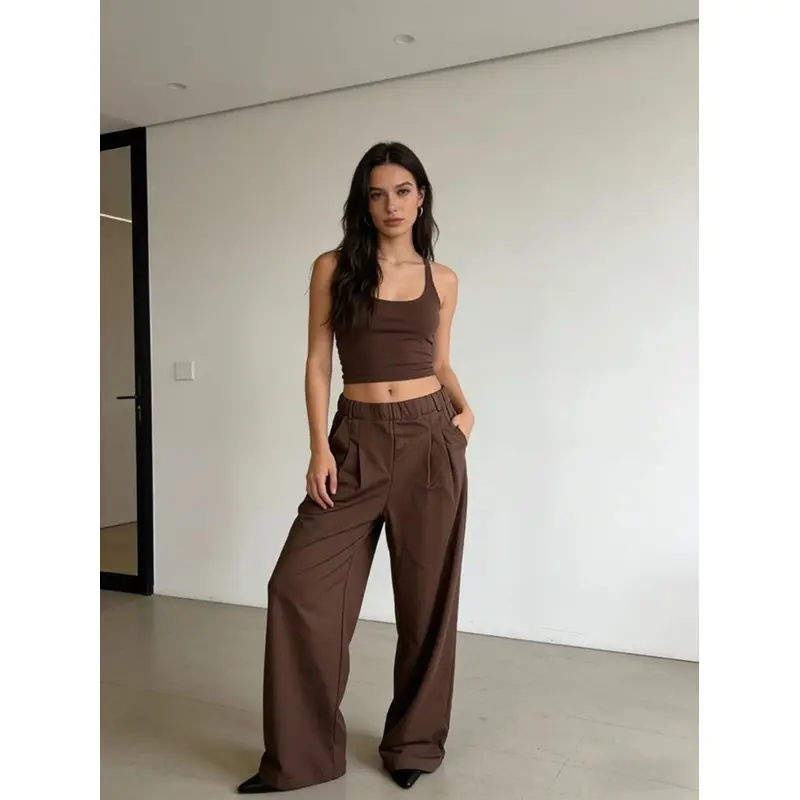 Flex High Waisted Pocket Wide Leg Waffle Work Pants