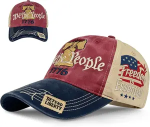 We The People Hat, 250 Years American Anniversary Cap, Adjustable & Embroidered Canvas Baseball Hat for Independence Day/Patriotic Events, 250th USA Hat for Men&Women_P