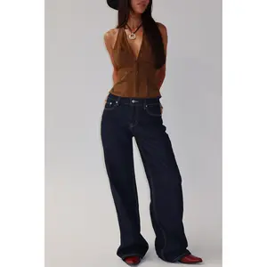 Favourite Reference Mid Rise Straight Leg Jeans Dark Indigo
