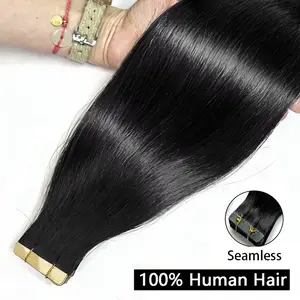 "JOPEAR PU SKin Invisible Seamless Silky Straight Tape In Extensions 100% Human Hair 24 inch 21pcs/pack Ins Hair Extension Natural Color "