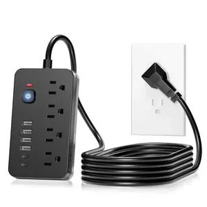 10-in-1 Multi-functional Extension Cord, Electrical Sockets with Surge Protector, 4 USB Outlets & 2 Type-C Outlets & 4 AC Ports Compact Wall Mountable Desktop Charging Station, Suitable for Office, School, Dormitory and Home