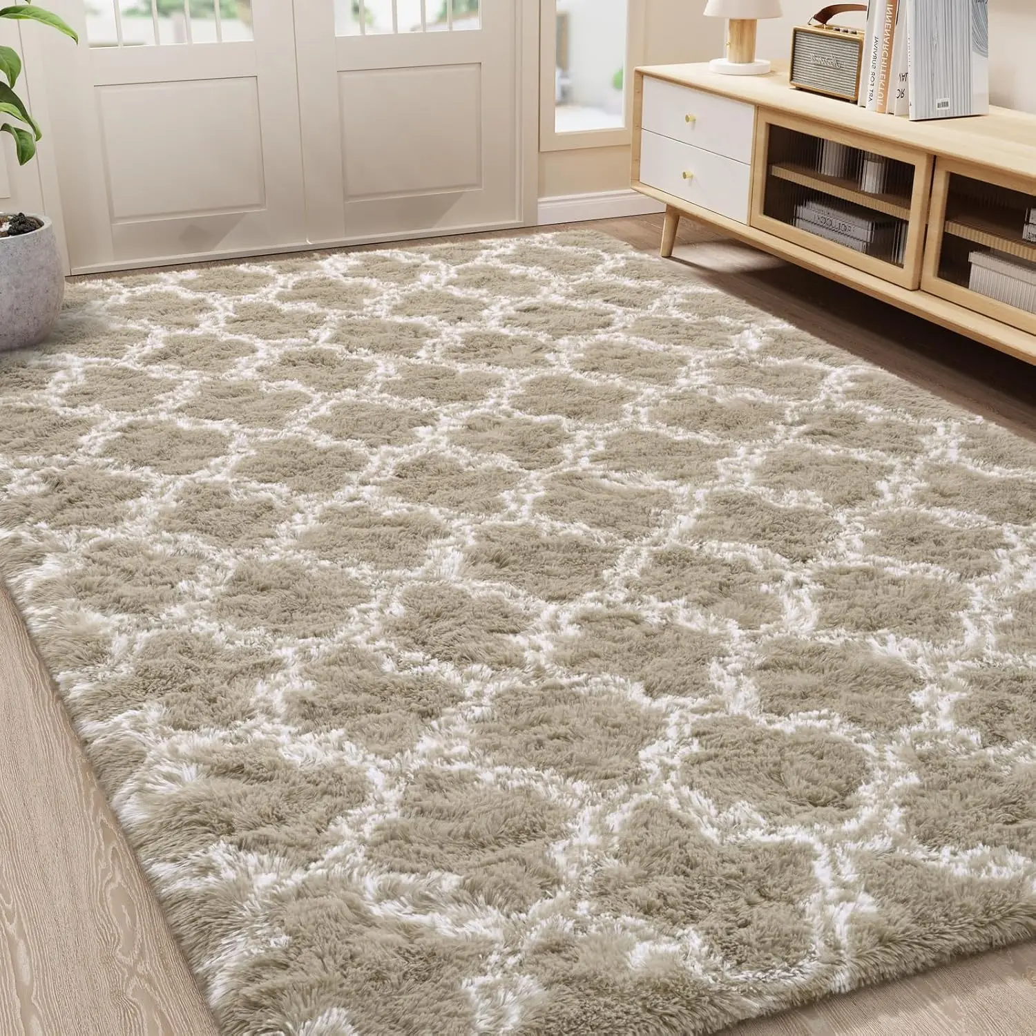 Cloud-Like Soft Area Rug, Machine Washable Thick Pile Indoor Floor Rug with Non-Slip Backing, Floral Print Decor for Cozy Bedrooms, Nursery Modern Area Rug Minimalist Rug