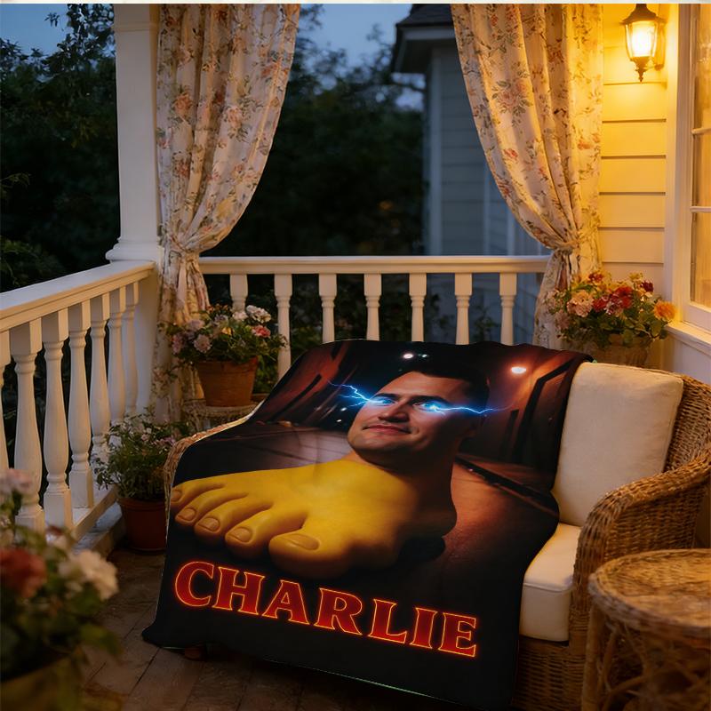 Charlie Kirk Giant Foot Funny Italian Brainrot Meme Blanket Winter Warm Throw Blanket Living Room Flannel Bedspread Bed Cover