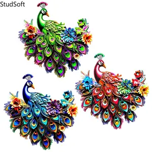 Colorful 3D Metal Peacock Wall Art Decor, Handmade Quilling Style Peacock Ornament for Garden Patio Home