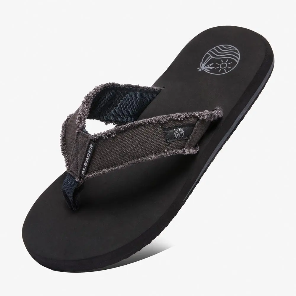 ALEADER Mens Canvas FlipFlops Summer Comfortable Slippers Walking Shoes Home Shoes Fashionable Classic Versatile