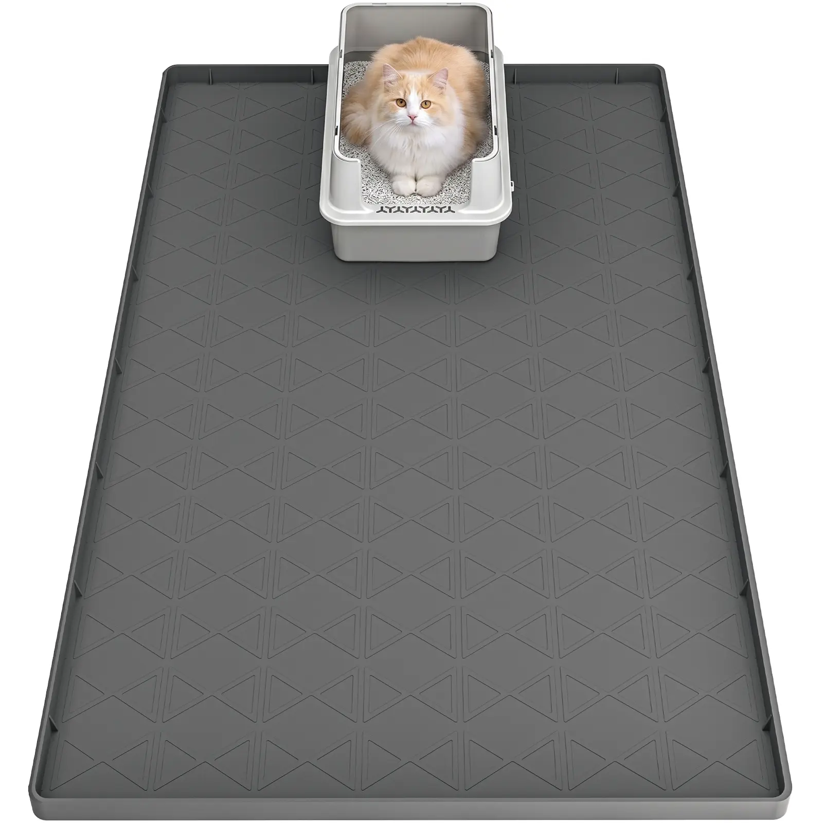 Pawtners Extra Large 34" x 22" Silicone Cat Litter Mat Set (2 Pack) - Thick, Waterproof, Odor-Free, Stain-Resistant, Anti-Slip, Mess Trap, 1-Step Dumping, No Rinsing/Filtering, Raised Edges, Easy to Clean, Gentle on Paws, Paw-Friendly Indoor Cat Supplies,