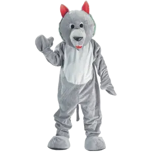 Hungry Wolf Mascot Costume Dress For Teens - Grey Jumpsuit with Tail, Ears, Shoe Covers & Head Mask – Boys Costume for Halloween, Birthday & Fantasy Theme Party – Soft Breathable & Machine Washable  - Reusable Storage Bag Included
