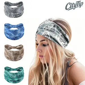 Bohemian Style Paisley Knit Elastane Headbands for Women Non-Slip Stretchable Fabric Versatile Yoga Sports Hairbands Daily Hair Accessory for All Hair Types 2026