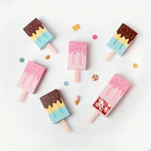 10pcs Colorful Ice Cream Candy Boxes, Party Gift Packaging Box, 3D Popsicle Design, Fun Candy Box, Cookie Box, DIY Ice Cream Favor Box, and Blue