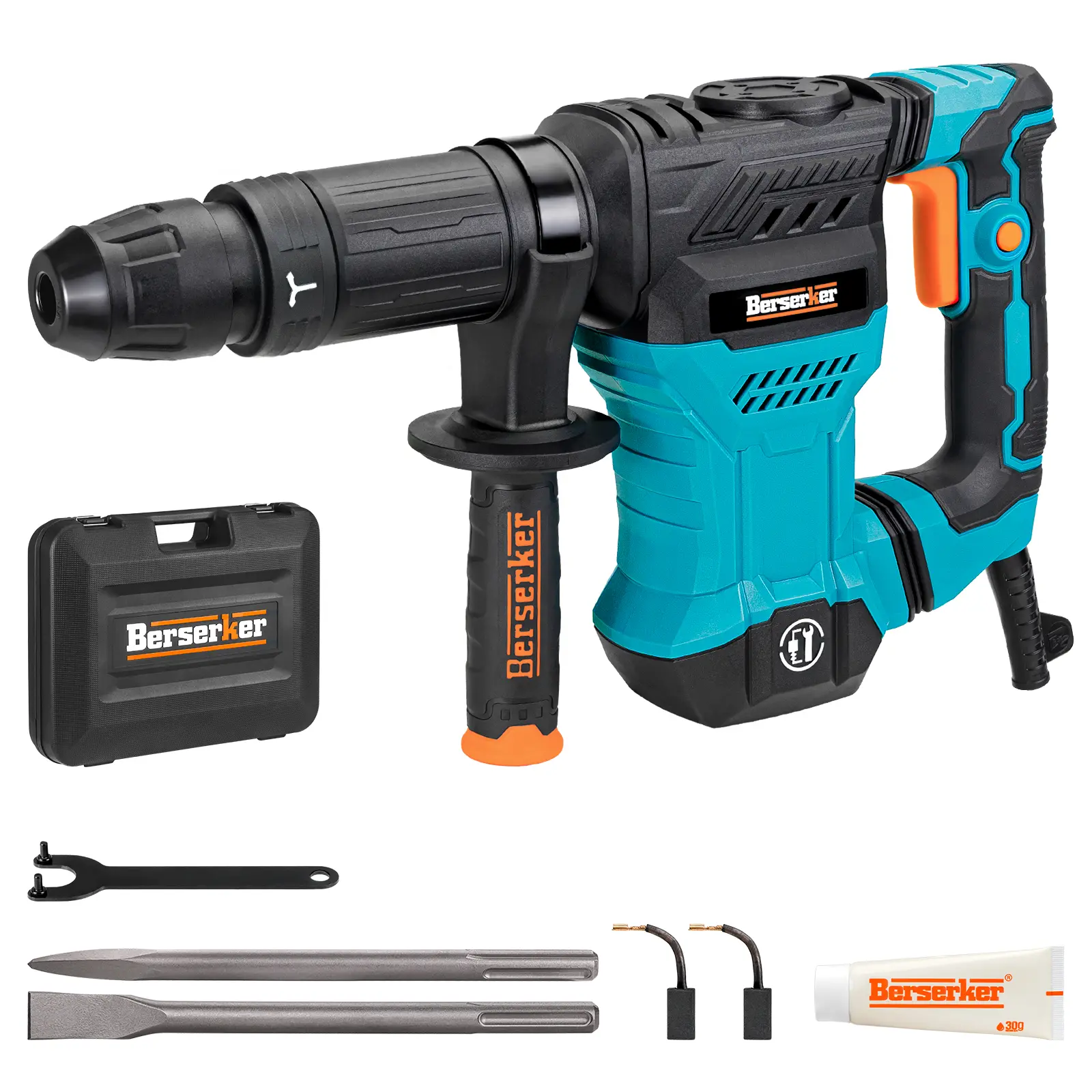 Berserker 1300W 12-Pound SDS-Max Demolition Jack Hammer, 1-9/16" 11-Amp Small Corded Electric Demo Chipping Hammer for Floor Tile Removal, Concrete Breaker with Carrying Case & 2 Chisels hammer Portable Power Tools Impact Heavy Duty