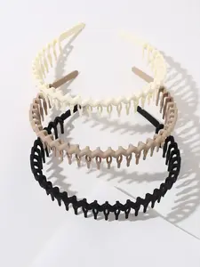 3pcs Women's Hairbands with Teeth Anti-Slip Wave Retro Simple Styling Headband Suitable for Face Washing Skincare Fashion Accessory Zigzag Headband