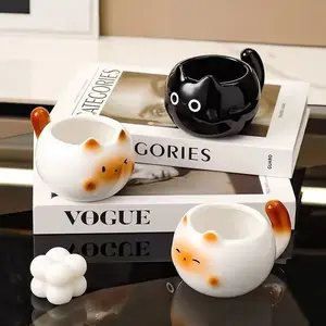 1pc Washable Reusable Ceramic Siamese Squinting Kitten Coffee Mug - Stylish Exquisite Design, Free Stirring Stick Included - Ideal for Coffee Shop Latte Art, Office Beverage Use, Gift Option