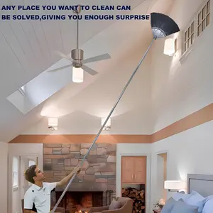 Dual-Purpose Brush Set, Ceiling Fan Duster, Home Cleaning Tool, Designed for Cleaning High Ceilings - Includes 6.1m+ Extension, Spider Web Remover with 91.44-426.72cm Telescopic Pole, Resin Head Suitable for Various Rooms