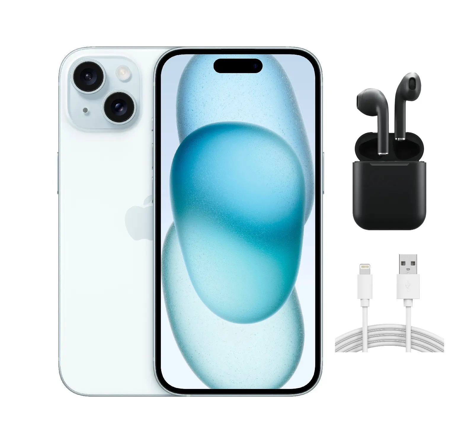 Refurbished iPhone 15 (Fully Unlocked) A2846 Acceptable Condition with Wireless Earbuds & 1 Year Warranty
